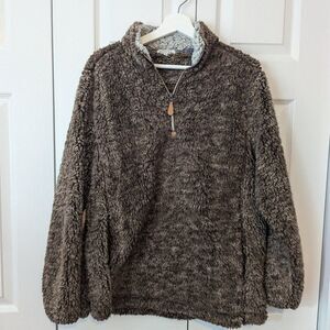Bianca Sherpa Pullover Jacket Women’s Medium Brown 1/4 Zip